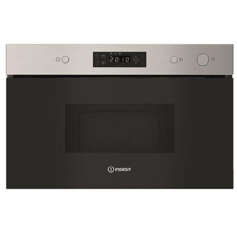 Indesit – Micro-ondes encastrable inox 22 L – 750 W – 4 niveaux de puissance – Décongélation rapide – Plateau tournant 25 cm - IMK11X