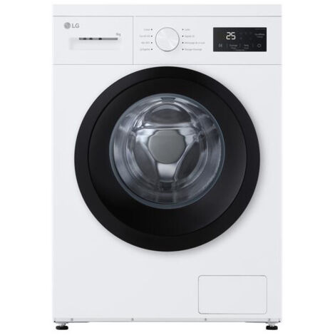 LG – Lave-linge frontal 9 kg – 1400 tr/min – Moteur Direct Drive – Classe A – Fonction vapeur Steam™ – Niveau sonore 74 dB – Dimensions 60x85x55 cm - F94N15WHS