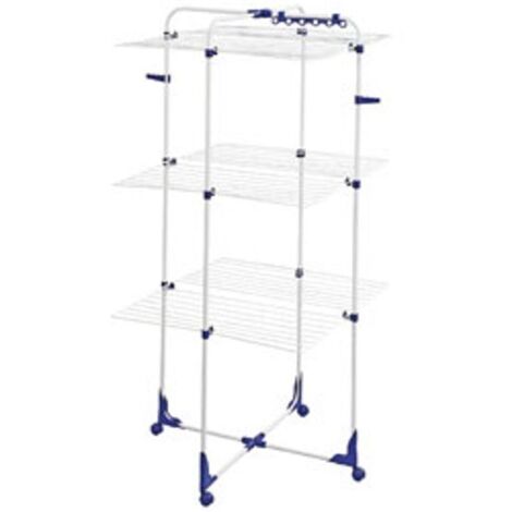 Leifheit – Séchoir à linge tour 34m pliable – 3 niveaux – Acier et polypropylène – Roulettes 360° – Supports pour cintres – 81455 (1/10)