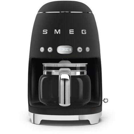 Smeg – Cafetière filtre programmable 10 tasses en inox et verre – Système anti-gouttes – Touche Arôme – DCF02BLMEU