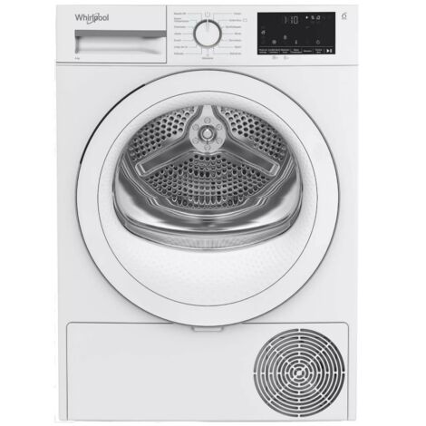 Whirlpool – Sèche-linge pompe à chaleur 8 kg 60 cm – Niveau sonore 64 dB – Efficacité de condensation 88 % – 15 programmes de séchage - CWSD83MWWSFR