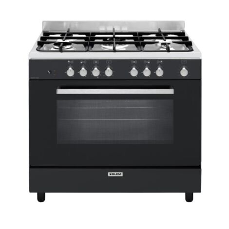 Piano de cuisson mixte 5 gaz multifonction 104L – Chaleur tournante – Nettoyage catalytique – Puissance 2450W – GE960CVBK2 – Glemgas