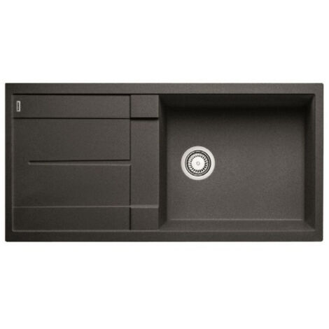 Blanco – Évier 1 cuve sous meuble 60 cm – Silgranit® anthracite – Grande cuve profonde 49x43x19 cm – Bonde inox Ø 90 mm – Siphon Ø 40 mm – 515752