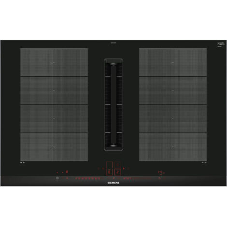 Siemens – Plaque induction aspirante 80 cm – 4 foyers flexInduction – Puissance 7400 W – Débit d'air 622 m³/h – Commande dual lightSlider - EX875LX67E