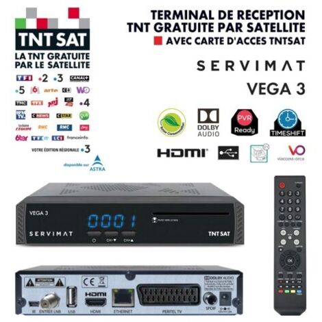Récepteur TNT Satellite – Décodeur multi-satellites avec HDMI et USB – Son Dolby Digital – Enregistrement sur unité externe – Servimat