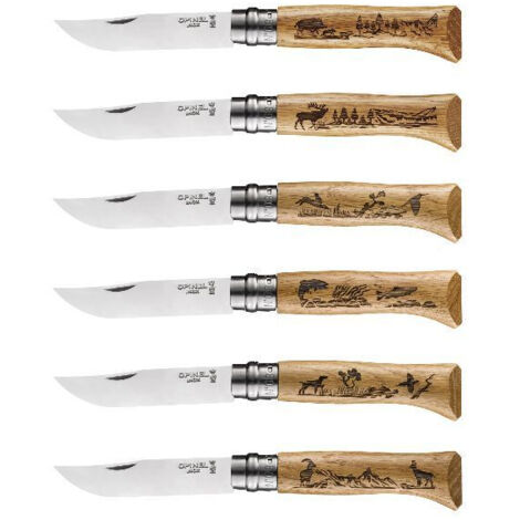 Lot De 6 Couteaux - Tradition N°8 Gravure Animalia - Opinel