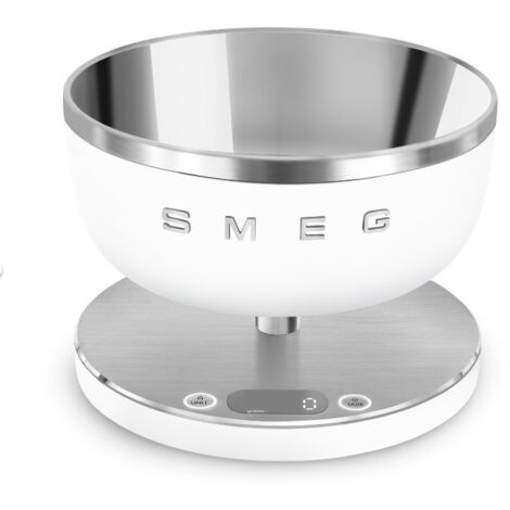 Smeg – Balance de cuisine électronique 5kg – Écran LED – Bol inox amovible – Chargement USB – Base antidérapante pour stabilité - KSC01WHMWW