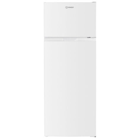 Indesit – Réfrigérateur combiné 206 L – 169 L réfrigérateur et 37 L congélateur – Classe E, 40 dB, froid statique – Dimensions 143x55x57,5 cm - I55T0412W