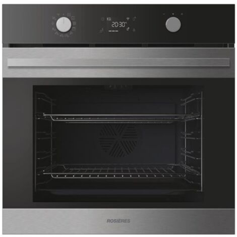 Rosieres – Four encastrable pyrolyse 78 L A++ multifonction – Chaleur tournante – Tournebroche intégré – Rails télescopiques – 11 fonctions de cuisson (1/3)