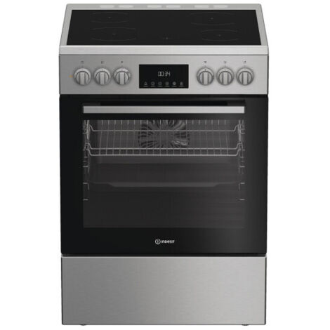 Indesit – Cuisinière vitrocéramique 4 foyers – Classe A – Volume 72L – Type de chaleur : convection – Énergie plaque : électrique – I6V5LCX