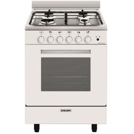 Cuisinière mixte 4 foyers gaz butane/propane – Four électrique 57L – Classe A – Allumage électronique – Nettoyage facile – Glemgas - GA660CVMWH
