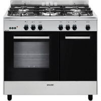 Glemgas – Cuisinière gaz butanette 90 cm – 5 feux – Four 66 L – Chaleur tournante – Nettoyage catalyse – Sécurité gaz – GA960PCGIX