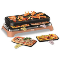 Tefal – Appareil à raclette 8 personnes 1450W – Plaque amovible antiadhésive – Résistance intempéries – Design compact pour petits espaces - RE651JF0