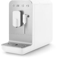Smeg – Cafetière à dosettes expresso automatique avec broyeur – 19 bars – Bac à grains 150 g – Réservoir 1.4 L – Buse vapeur inox – BCC12WHMEU