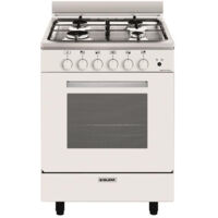 Glemgas – Cuisinière mixte 4 feux gaz – Four électrique 57L – Nettoyage catalytique – 5 modes de cuisson – Énergie A – Couvercle en verre amovible