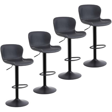 Modern Bar Stools Set of 4,Swivel, with Footrest, Black