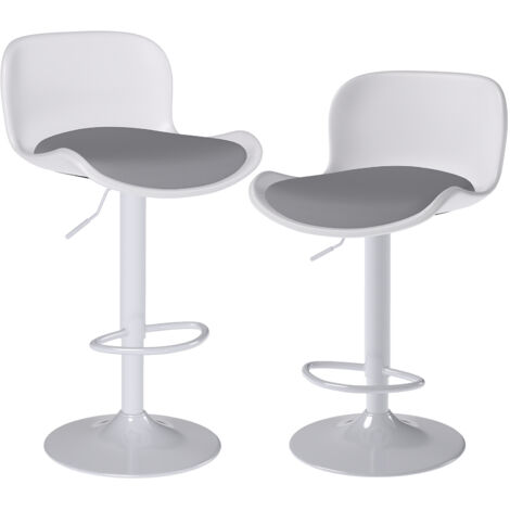 Modern Bar Stools,Barstool with backrest,（White/Grey,Set of 2)