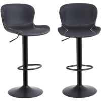 Bar Stools ,PU Leather,Armless,with Back (Black,Set of 2)