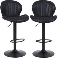 Modern Bar Stools Set of 2,Swivel, with Back, Black