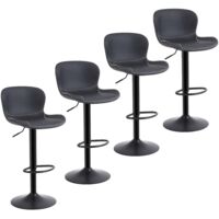 Modern Bar Stools Set of 4,Swivel, with Footrest, Black