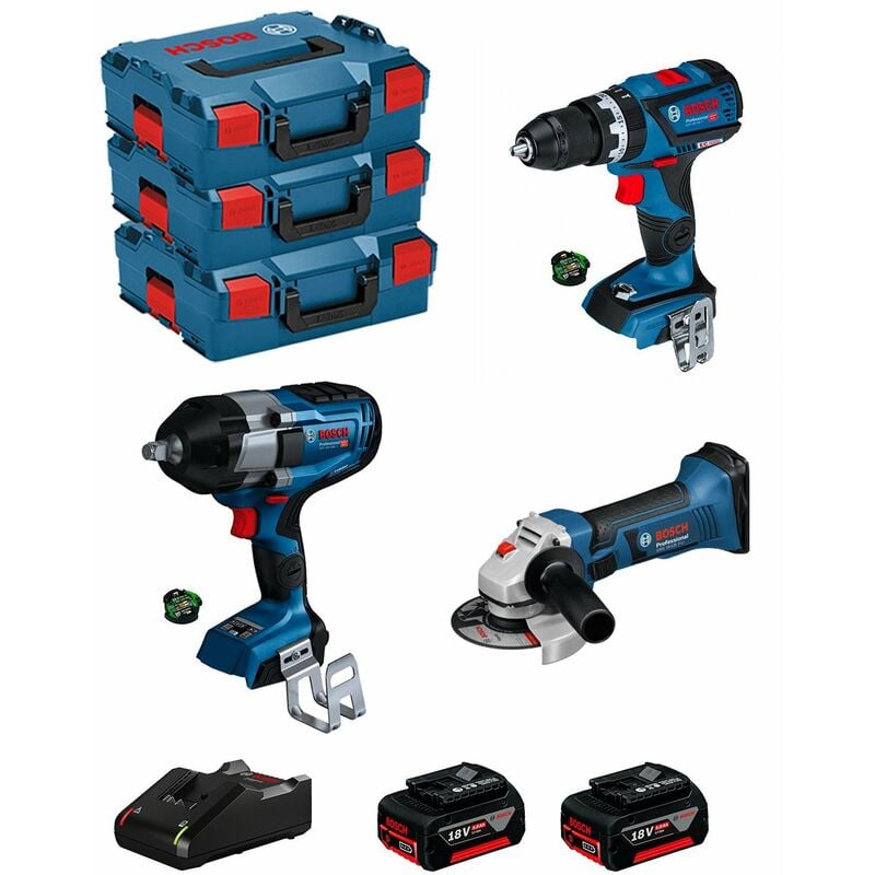 Combi-kit 3 outils 18V : GSR + GWS + GBH + 2 batteries ProCORE18V (1 de 4,0  Ah + 1 de 8,0 Ah) + chargeur GAL + sac à outils