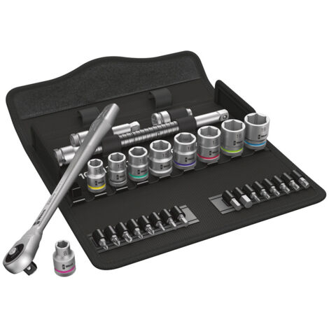 Set de douilles et d'embouts de vissage 3/8" WERA 8100 SB 7 Zyklop Metal 3/8" (29 pièces)