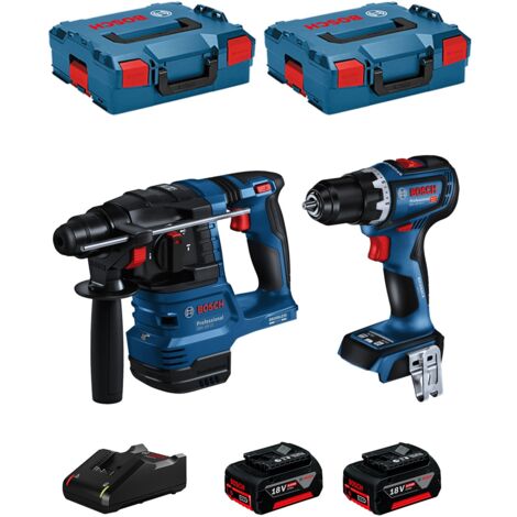 Bosch – Pack de 2 outils électroportatifs 18V – Perforateur GBH 18V-22 avec KickBack Control – Perceuse-visseuse GSR 18V-90 C avec moteur sans charbon (1/5)