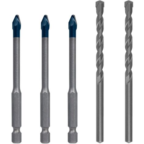 Bosch – Forets en céramique dure 6 mm – Jeu de 5 pièces pour perçage précis – Pointe de centrage – 2608900596