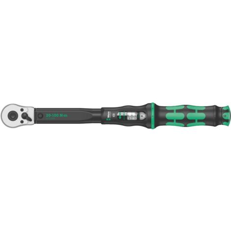 Wera – Clé dynamométrique 1/2" 20-100 Nm – Réglage couple audible – Manche ergonomique bi-composant – 45 dents pour précision