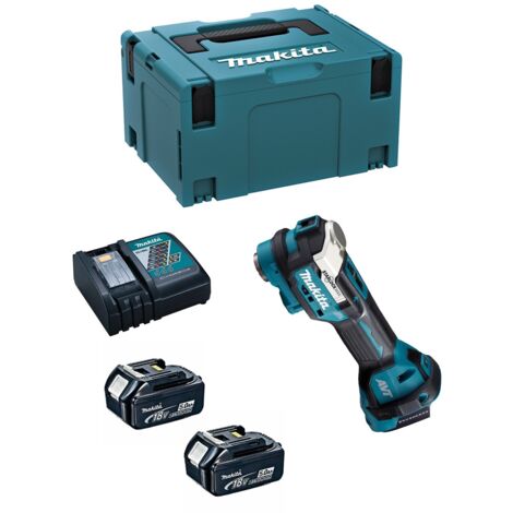 Makita – Outil multifonction 18V avec 2 batteries 5.0Ah – Moteur Brushless – Angle d'oscillation 3,6° – Compatible STARLOCK – Technologie XPT