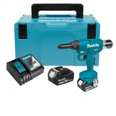 Makita – Riveteuse électroportative 18V Li-Ion BL Ø 6,4 mm – Moteur sans balais – Pour rivets aluminium, acier et inox – Compacte et ergonomique