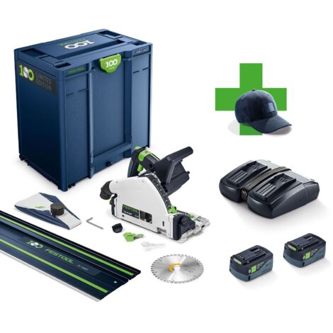 Festool – Scie circulaire plongeante sans fil 18V avec moteur brushless – Profondeur de coupe 55mm – Vitesse 5200tr/min – 2 batteries 5Ah – 578229