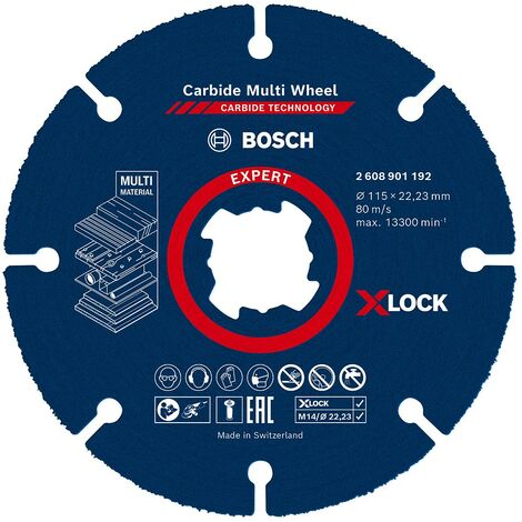 Bosch – Disque à tronçonner 115 mm 2608901192 – Alésage 22,23 mm – Pour bois, plastique et plaque de plâtre – Système X-LOCK rapide - MM 1 PC