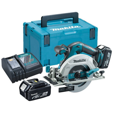 Scie circulaire MAKITA DHS680RTJ 18V LXT Ø165 mm - 2 batteries, chargeur inclus, MAKPAC