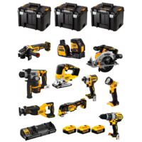 Dewalt – Perceuse-visseuse sans fil 18V DCK1012P4T – Pack de 9 outils électroportatifs – Moteur Brushless – 4 batteries 5.0Ah – Coffret TSTAK