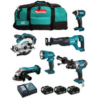 Makita – Perceuse-visseuse 18V – Pack de 5 outils électroportatifs – DLX6104MX1 – 3 batteries 4.0Ah – Moteur Brushless – Coffret de transport inclus