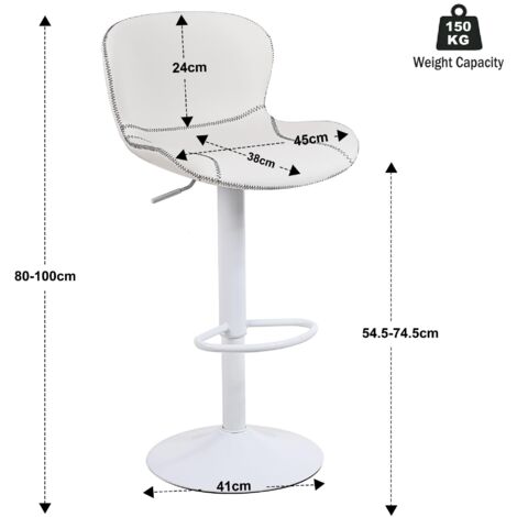 Tabouret de bar x1 avec repose-pieds hauteur réglable pivotant assise Tabouret de bar x1 avec repose-pieds hauteur réglable pivotant assise