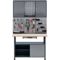 Set da lavoro Küpper 14139, larghezza 120 cm, banco da lavoro, pannello forato, pensile