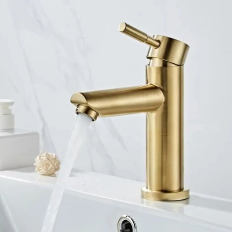 Robinet Lavabo HUDOR Scamandre – Laiton Doré Brossé – Sur Plage 002 – Neuf