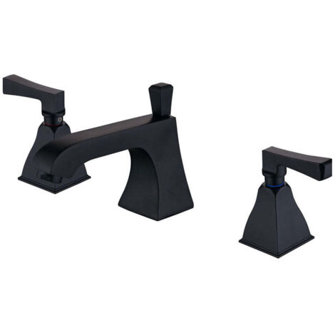 ROBINET DE LAVABO SUR PLAGE 3 TROUS EN LAITON NOIR COLLECTION ALPHÉE (1/4)