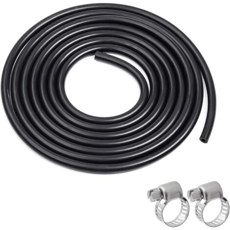 4m Silikonschlauch, Silikonschlauch, Benzinschlauch 4mm, Kühlschlauch, Turboschlauch, mit 2 Schlauchschellen, Innendurchmesser 4mm, Außendurchmesser 8mm (Schwarz) (1/5)