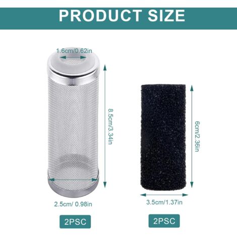 VECES 5 stuks roestvrijstalen aquariumfilterbeschermer, aquariumaquarium filter instroom inlaat gaas mand garnalen beschermende bescherming (12 mm) (Maat: 12 mm