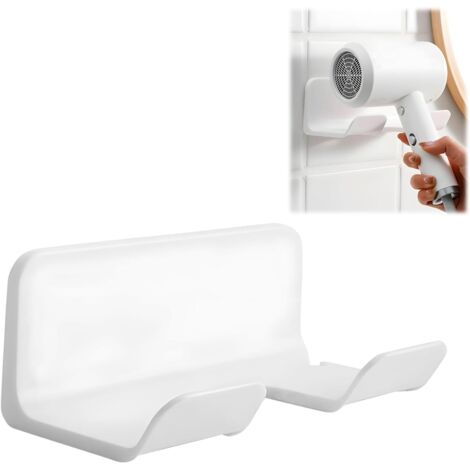 Stück Haartrocknerhalter, Haartrocknerhalter ohne Bohren, Haartrocknerhalter, Selbstklebende Halterung ohne Bohren, Haartrocknerhalter, Wandmontierter Haartrocknerhalter (Weiß) (1/4)