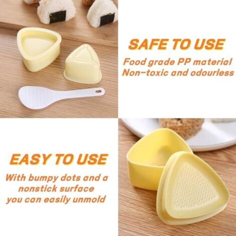 KHDULQ Onigiri vorm 3-delig, onigiri maker sushi maker set accessoires voor Onigiri Nigiri driehoekige sushi-vormpers voor productieset, rijstvormen doe-het-zelf gereedschap