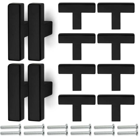 12 Stück 50 mm mattschwarze quadratische Griffe aus Edelstahl mit 48 Schrauben für Küchen, Schubladen, Schränke, Möbel