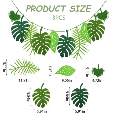 Stck Dschungelblatt-Girlande, wiederverwendbar, knstliches Palmblatt,  tropisches Banner, knstliche Monstera-Dekoration fr hawaiianisches ...