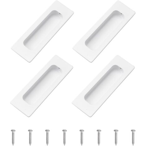4er-Pack versenkte Schrankgriffe, rechteckige Knöpfe aus warmweißem Edelstahl mit Schrauben, Oberflächenmontage, integrierter Zuggriff für Schrank, Schublade, Tür (1/5)