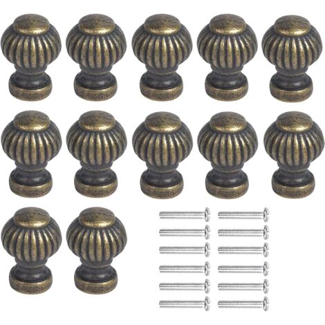 12 Stück Vintage-Möbelknöpfe, Vintage-Bronze-Schrankknöpfe, Mini-Schrankknöpfe, Schrankknöpfe mit Schrauben für Holzkoffer, Schubladen, Schränke