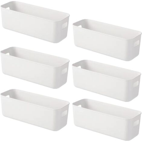 Aufbewahrungsbox aus Kunststoff mit Griffen für Küchenschränke – Aufbewahrungsbox aus Kunststoff für Badezimmerregale (28 × 9 × 10 cm, 6 weiß) (1/5)