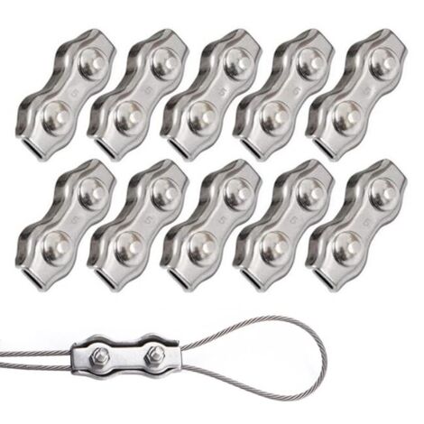 10 Stück Duplex-Clips M5 Drahtseil-Clips Edelstahl 304 Duplex-Klemmen für 5 mm Drahtseil-Takelage (1/5)
